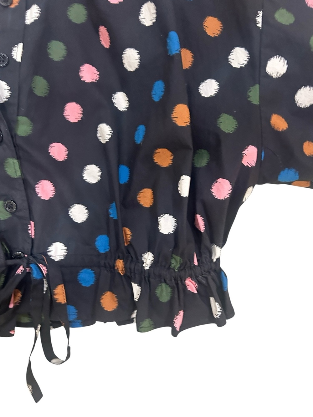 Carolina Herrera Black Button-Down Polka Dot Crop Top size 4 - Picture 6 of 14